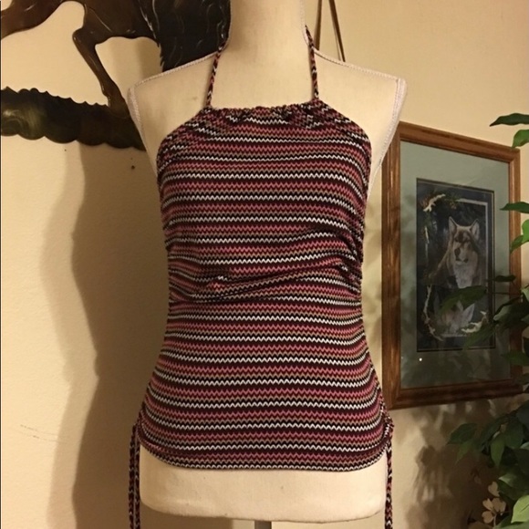 I.N. SAN Francisco colorful chevron halter top S - Picture 1 of 9